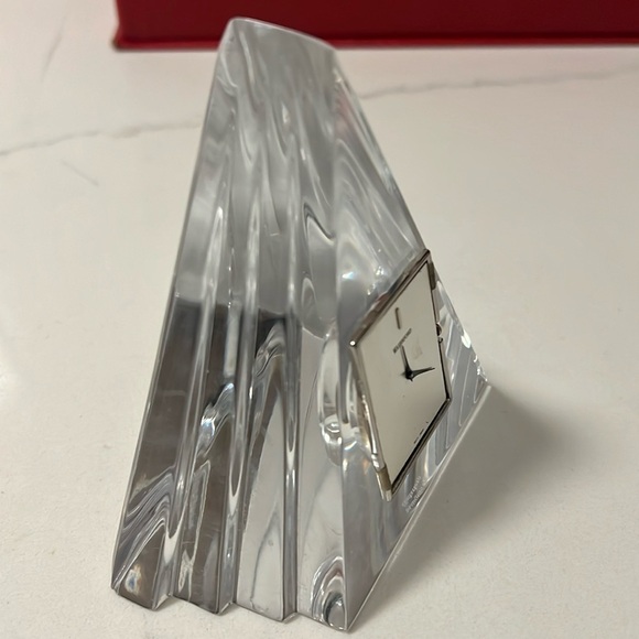 Waterford Crystal Triangle Pyramid Mantle Desk Clock - Picture 2 of 9